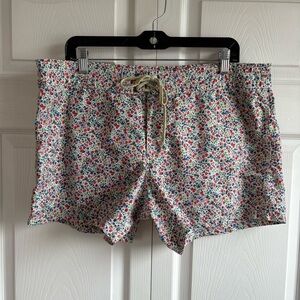 J.Crew Liberty Board Shorts White Red Blue Ditzy Floral July 4th Americana Swim